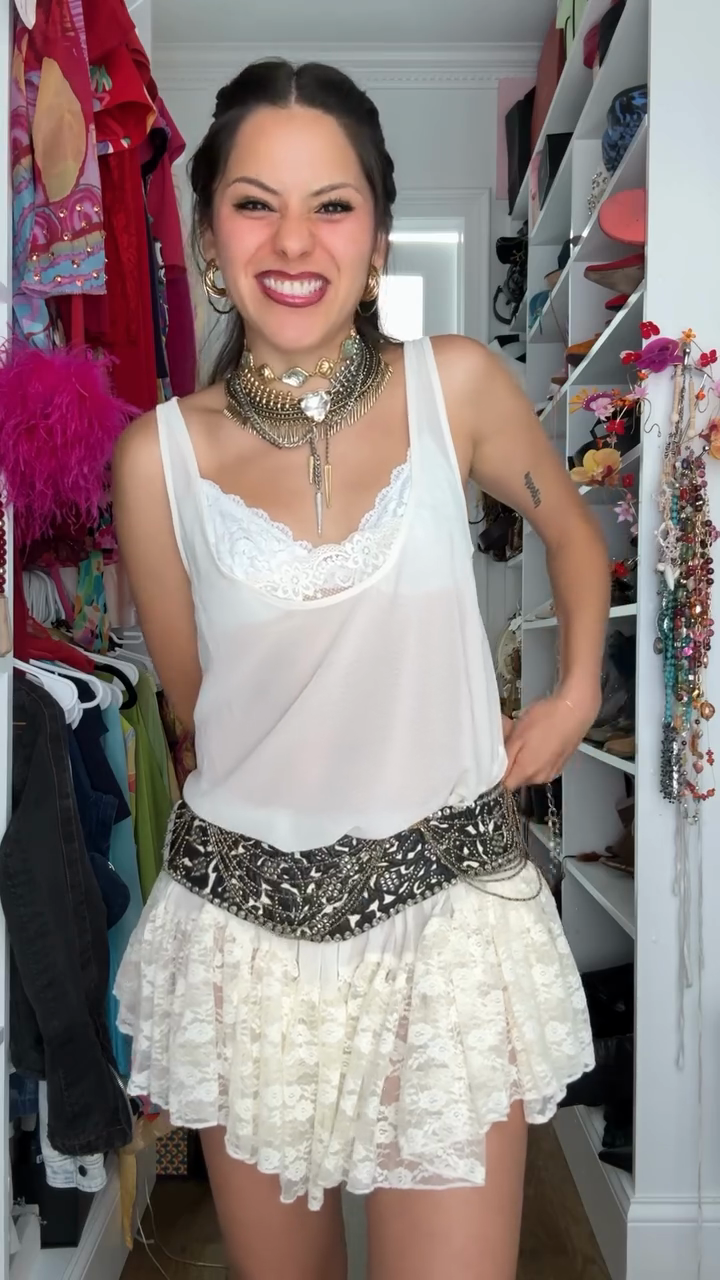 White Lace - Trimmed Babydoll Dress