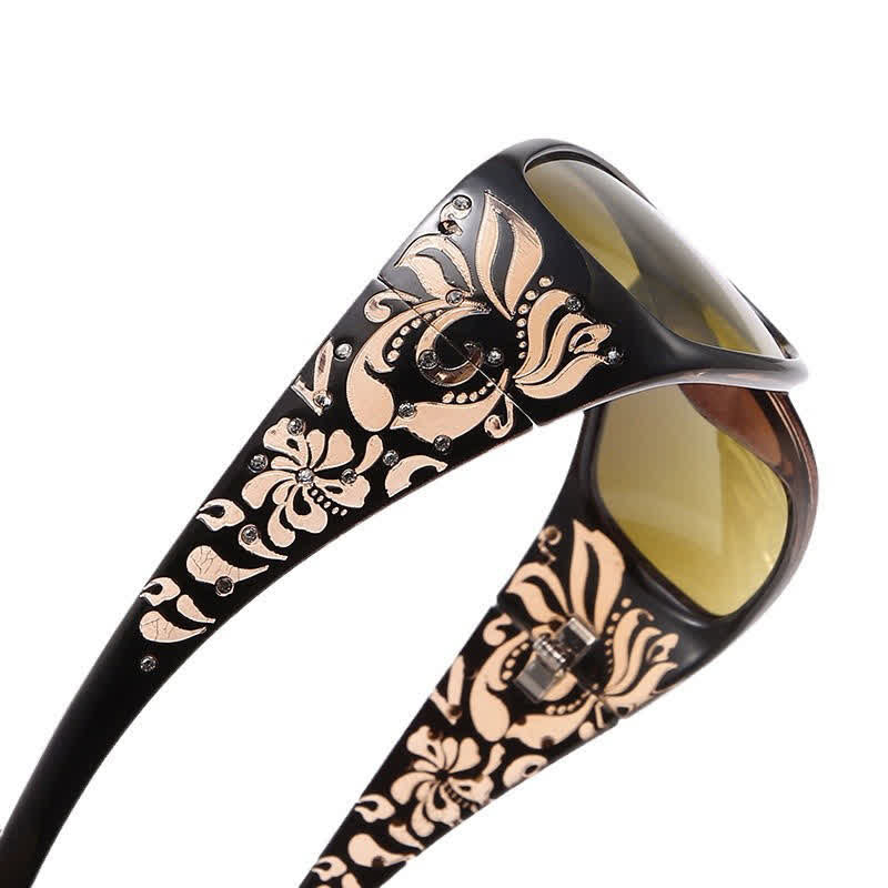 Spykay™ SG60871 Trendy Oval Frame Laser Pattern Rhinestones Decor Sunglasses