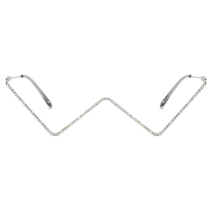 Spykay™ EG26881 Trendy Lensless Rhinestone Decor Semi-Rimless Glasses