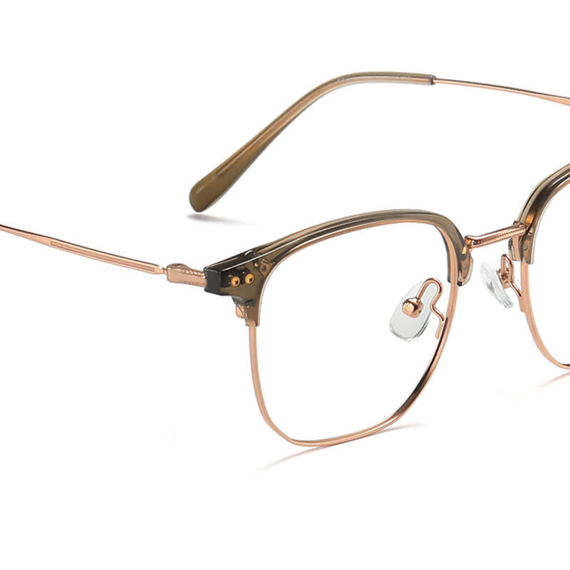 Spykay™ EG26739 Lightweight Square Titanium Frame Anti-blue Light Browline Glasses