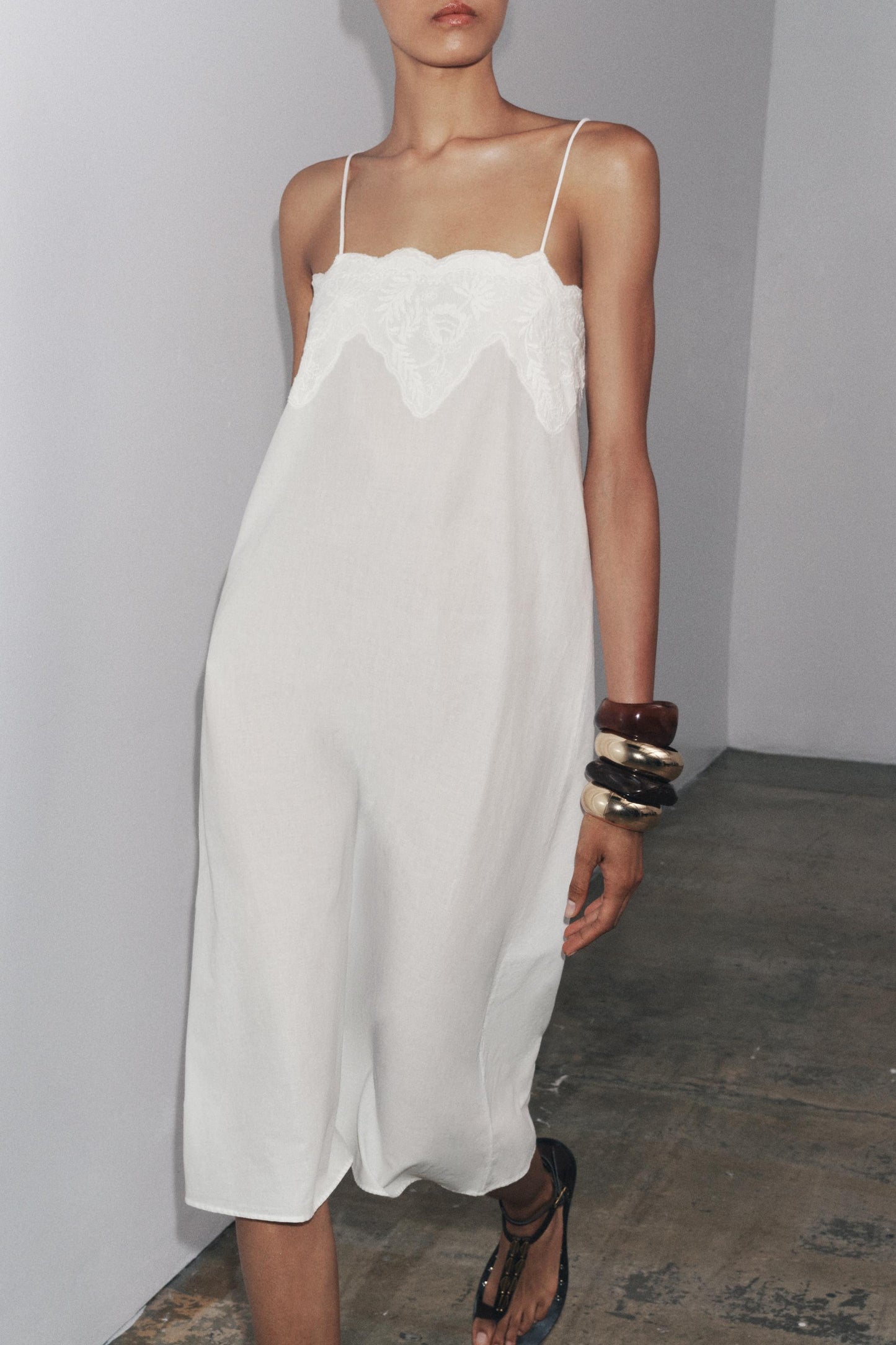 White Lace - Trimmed Slip Dress
