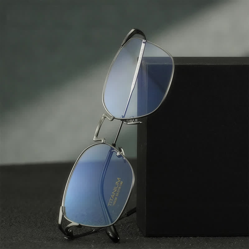 Spykay™ EG26846 Lightweight Titanium Square Frame Anti-blue Light Simple Glasses