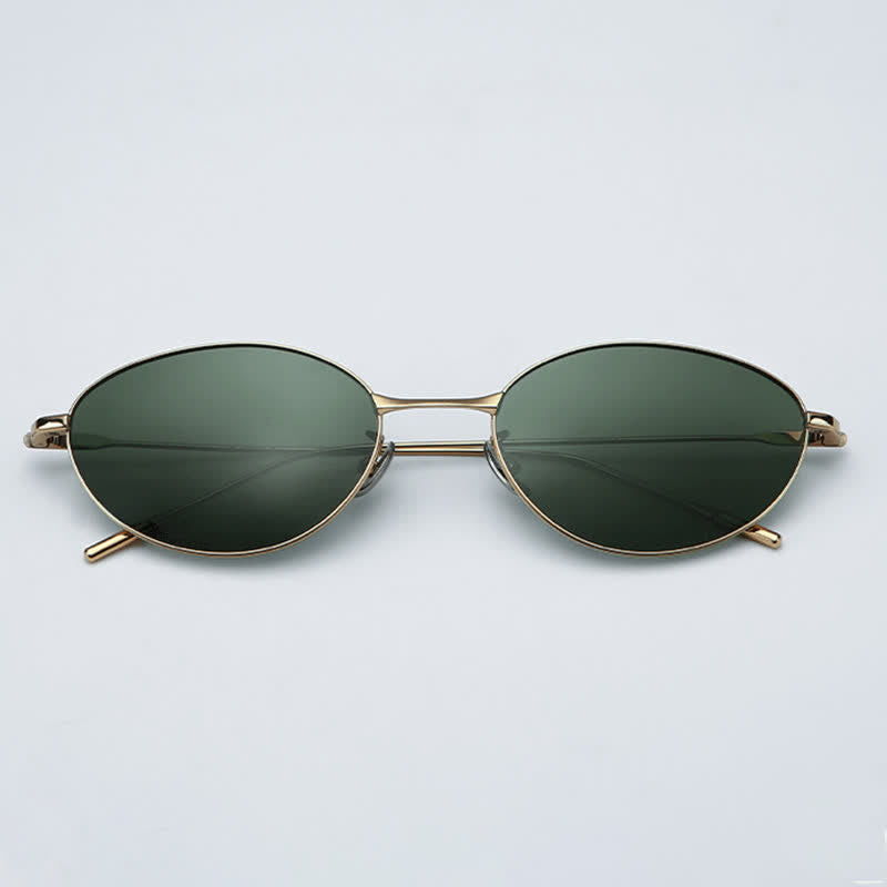 Spykay™ SG60770 Titanium Oval Frame Polarized Lightweight Sunglasses with Nylon Lenses