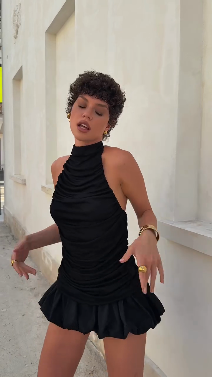 Black Halter Neck Mini Dress