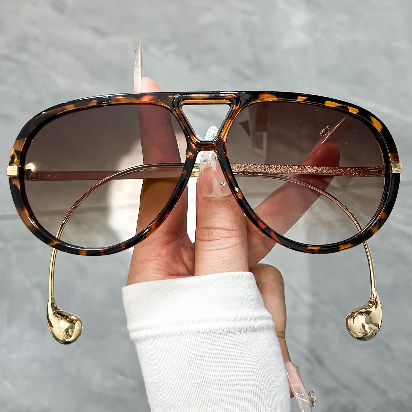 Spykay™ SG60673 Double Bridges Metal Temples Aviator Sunglasses