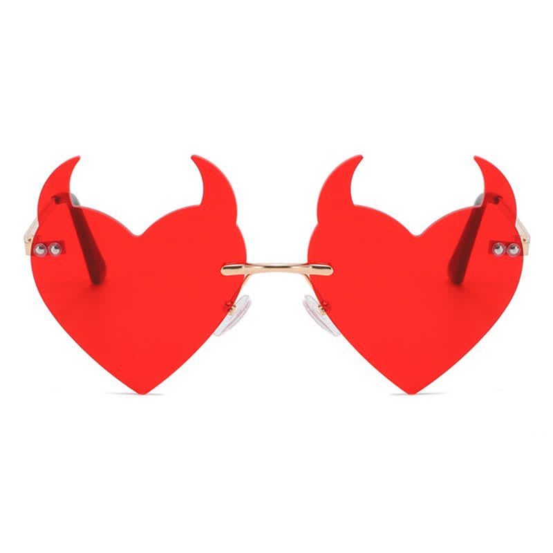 Spykay™ SG60991 Halloween Rimless Devil Horns Heart Sunglasses for Women Men