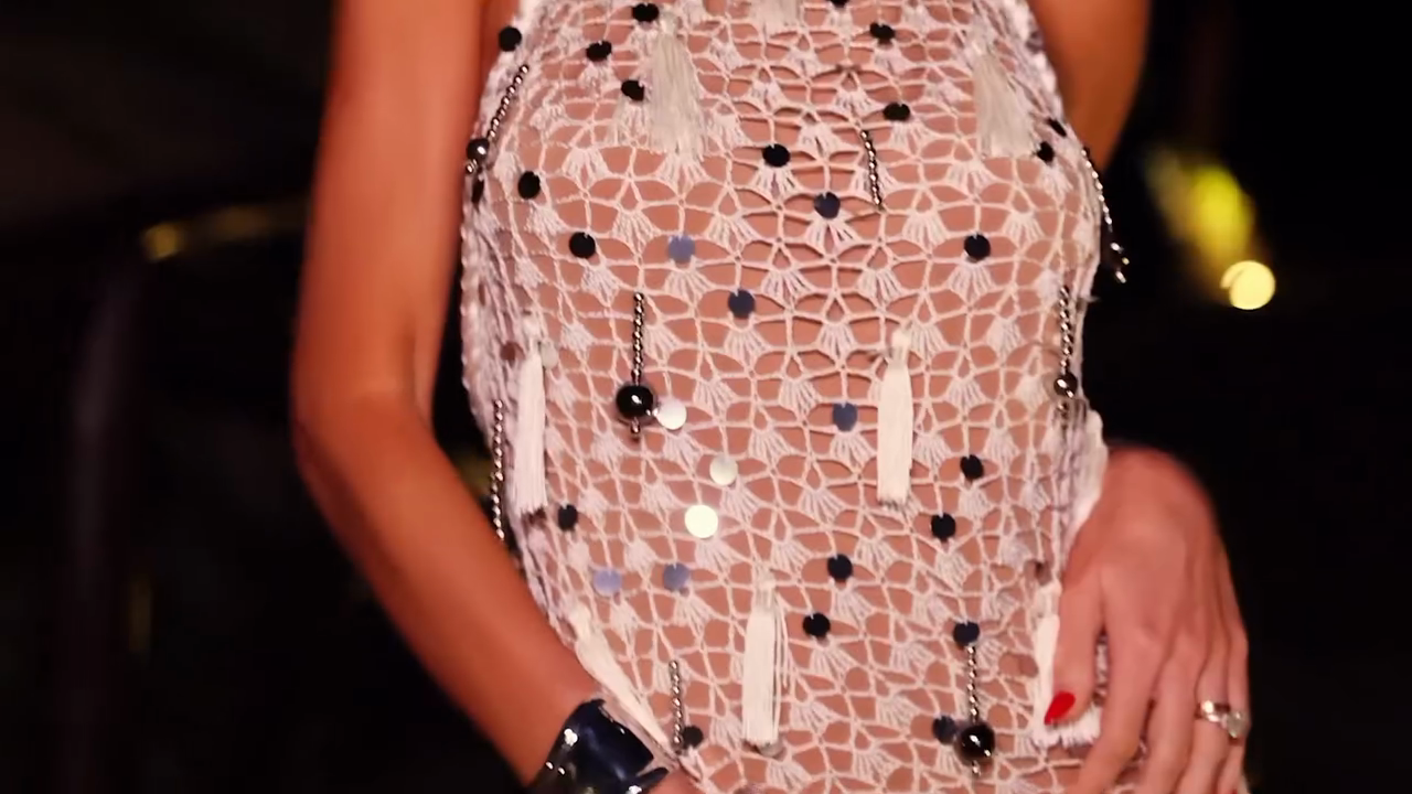 White Crochet Backless Maxi Dress with Tassel & Bead Details