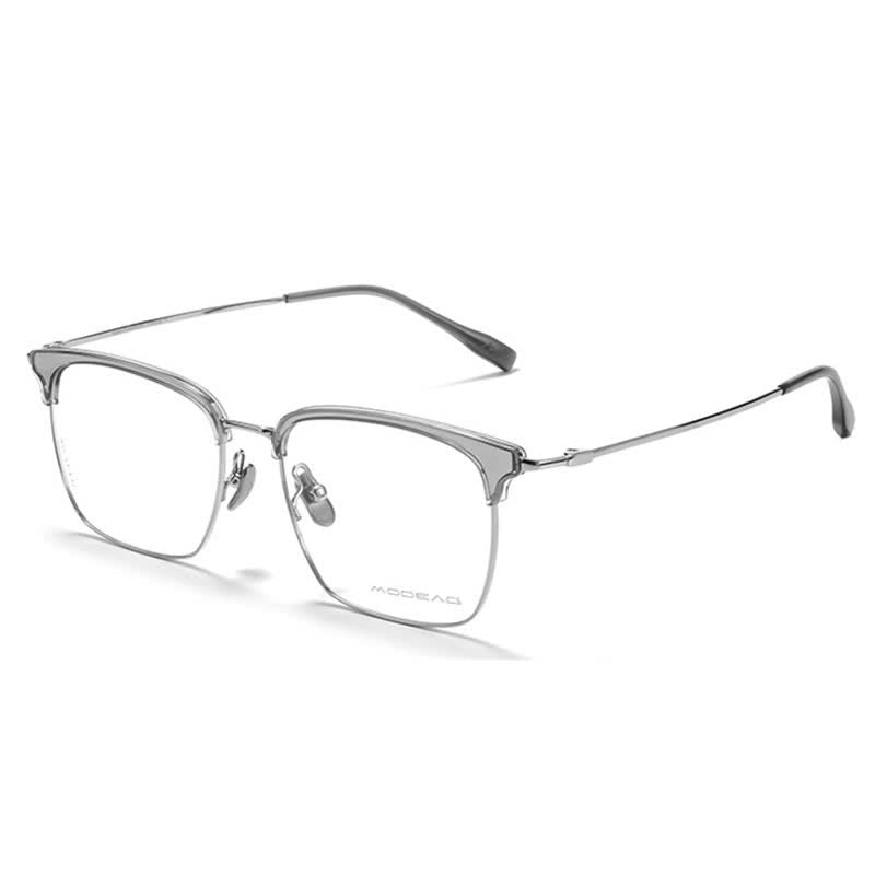 Spykay™ EG26898 Semi-Rimless Anti-blue Light Square Titanium Frame Browline Glasses