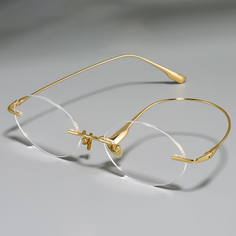 Spykay™ EG26848 Lightweight Rimless Oval Titanium Frame Anti-blue Light Glasses