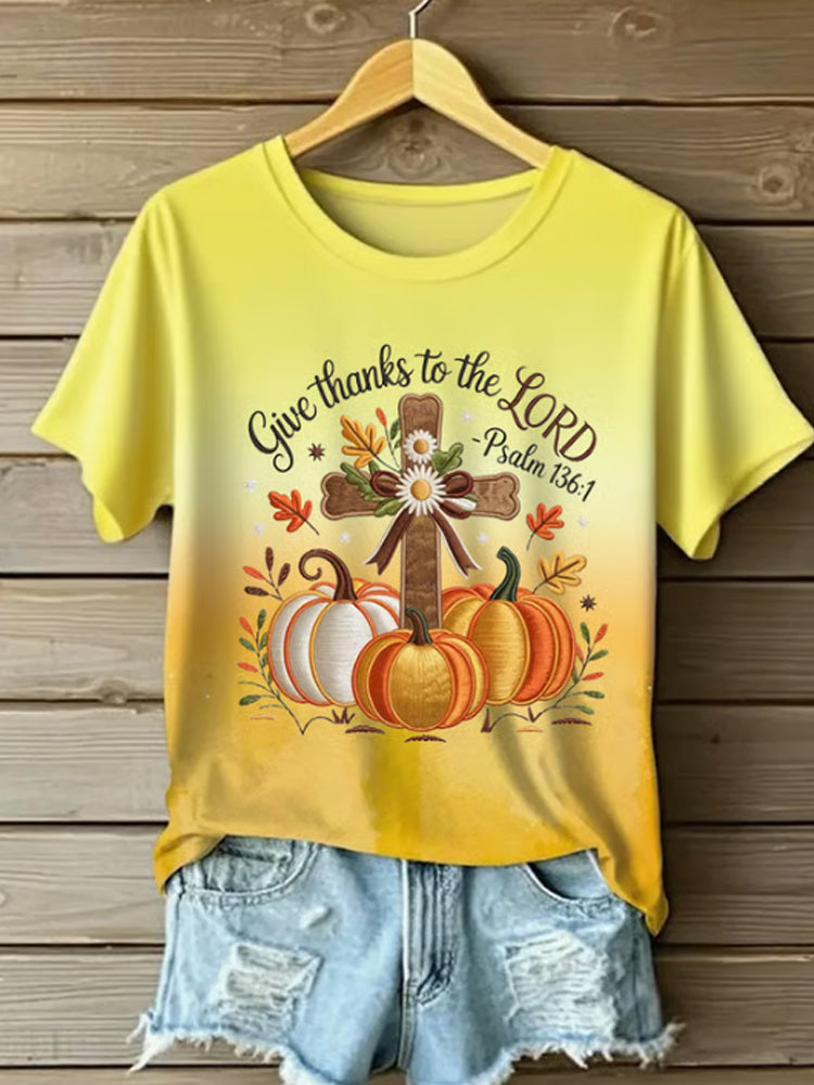 Women's Casual Autumn Pumpkin Print T-shirt