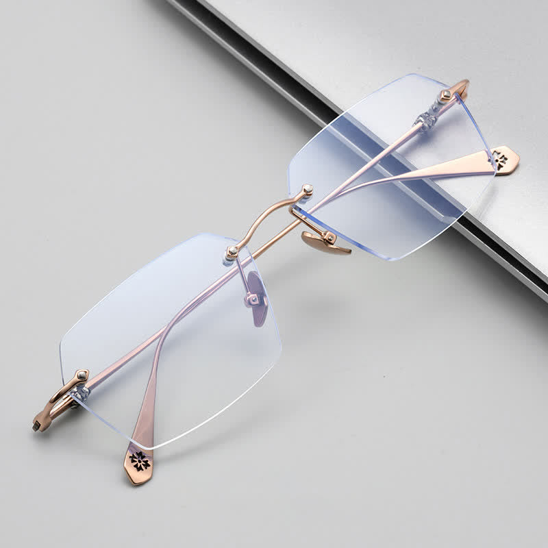 Spykay™ EG26901 Titanium Geometric Frame Anti-blue Light Hipster Rimless Glasses