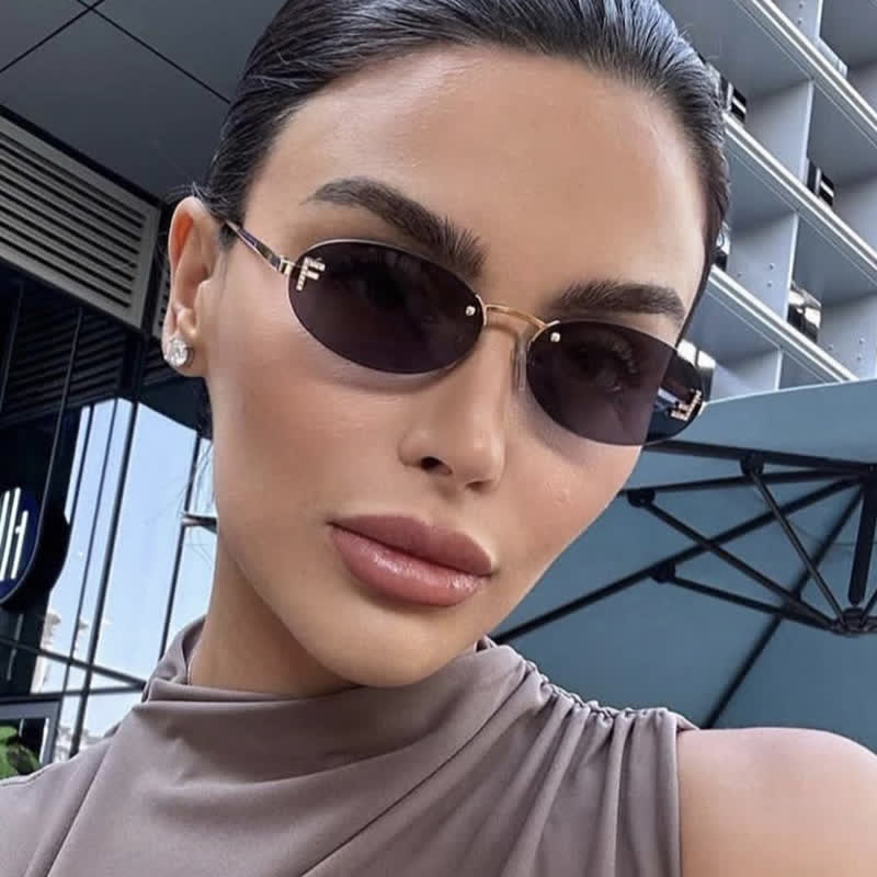 Spykay™ SG60701 'F' Design Oval Frames Rimless Sunglasses