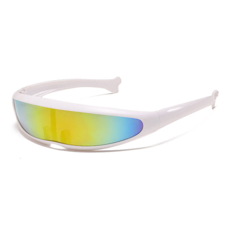 Spykay™ SG61011 One-piece Color Mirror Lens Monolens Cyclops Robotic Futuristic Narrow Y2K Punk Sunglasses