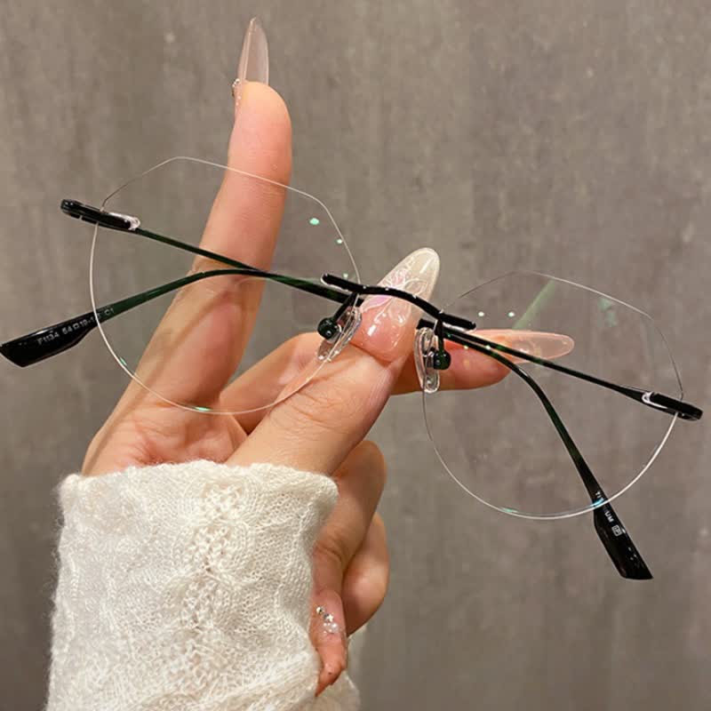 Spykay™ EG26893 Geometric Titanium Frame Anti-blue Light Hipster Rimless Glasses