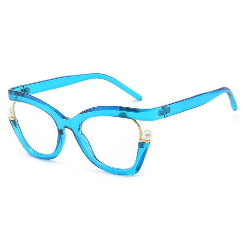 Spykay™ EG26758 Anti-blue Light Pearl Decor Irregular Oversized Eyeglasses