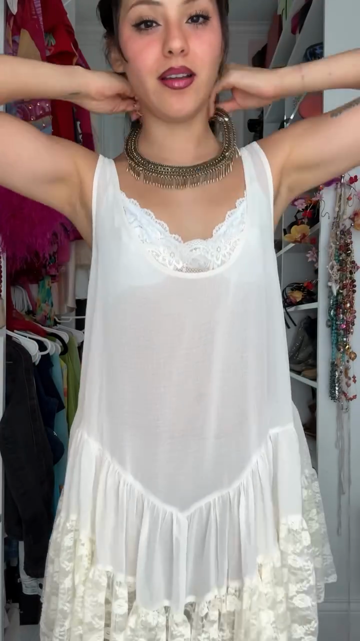 White Lace - Trimmed Babydoll Dress