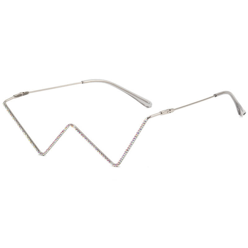 Spykay™ EG26881 Trendy Lensless Rhinestone Decor Semi-Rimless Glasses