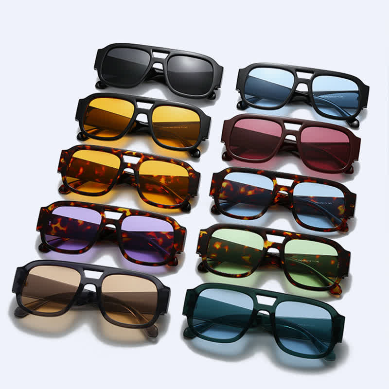 Spykay™ SG61016 Square Frame Double Bridges Classic Thick Sunglasses
