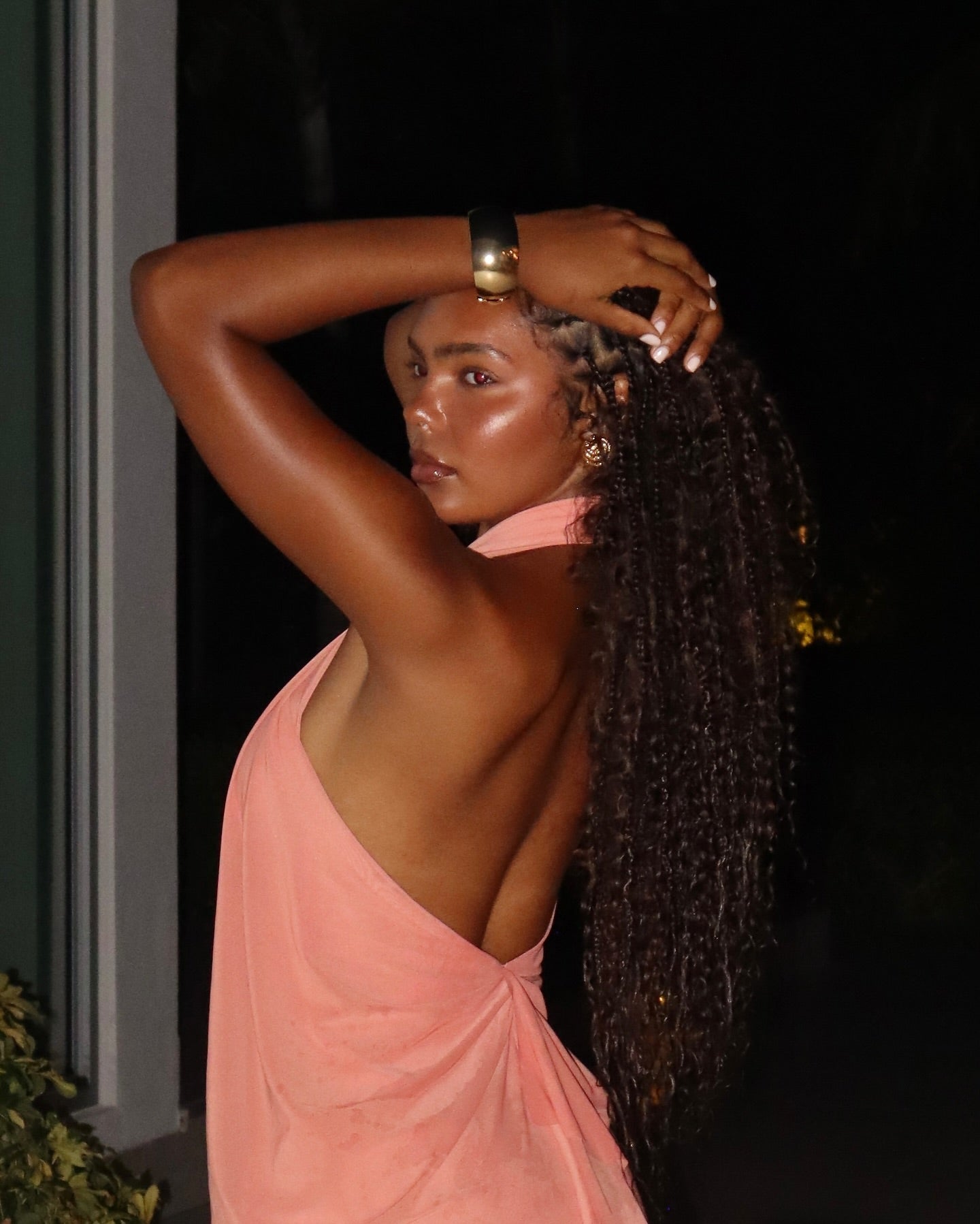 Peach Halter Maxi Dress