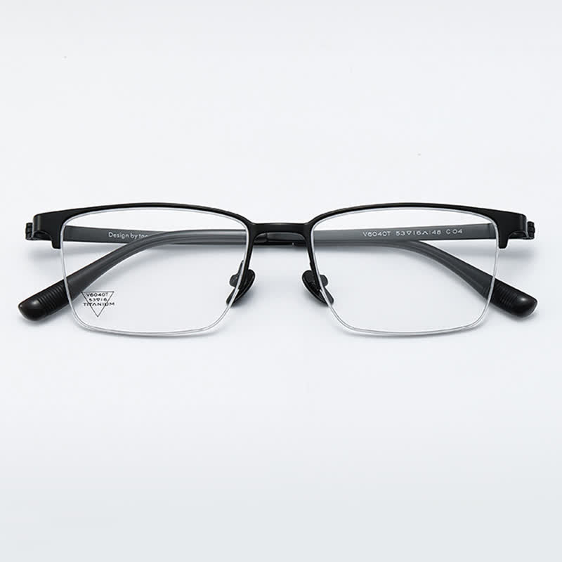 Spykay™ EG26795 Titanium Rectangle Frame Anti-blue Light Simple Browline Glasses