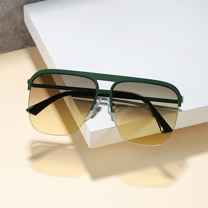 Spykay™ SG60864 Square Frame Semi-Rimless Oversized Sunglasses