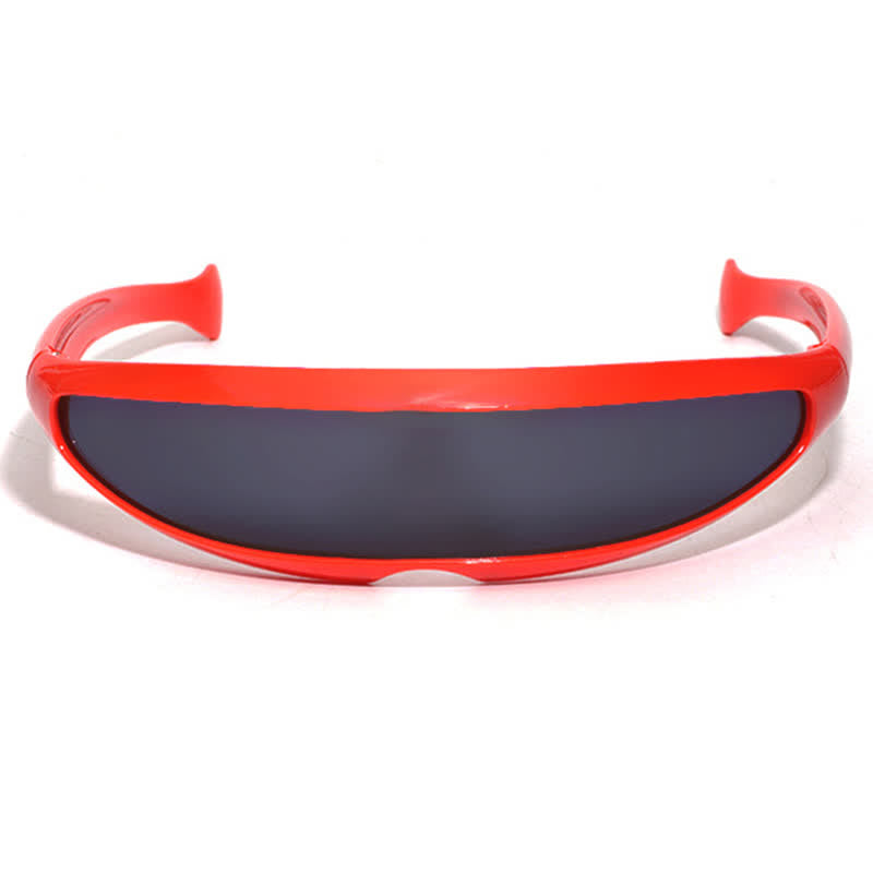 Spykay™ SG61011 One-piece Color Mirror Lens Monolens Cyclops Robotic Futuristic Narrow Y2K Punk Sunglasses
