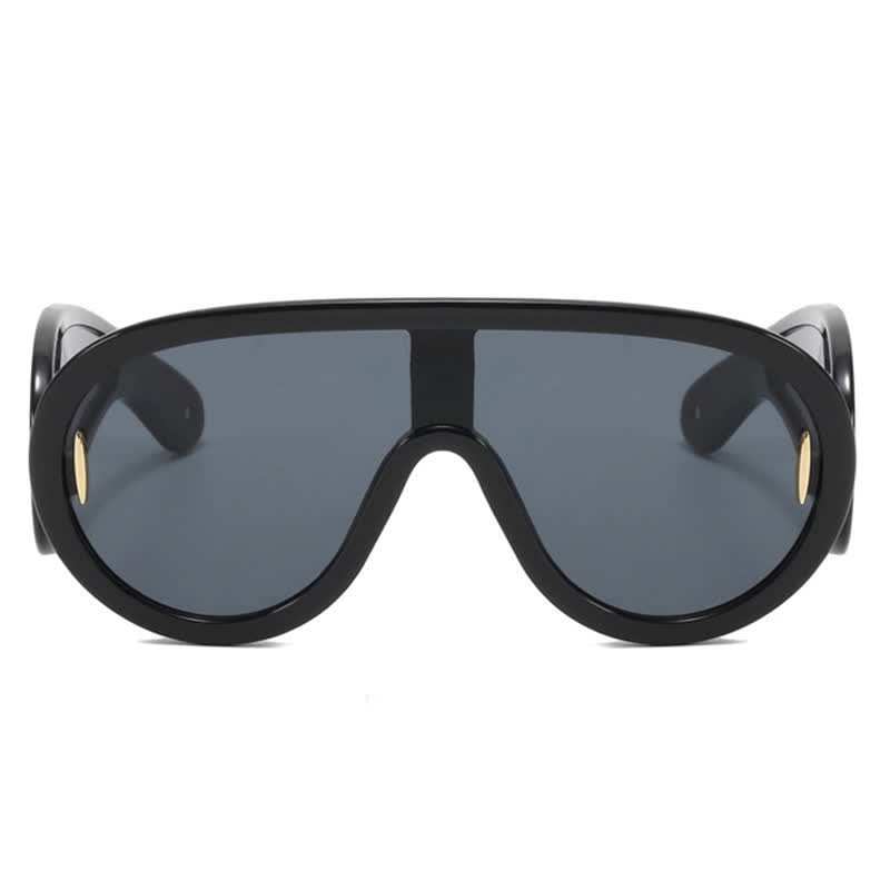 Spykay™ SG61002 Steampunk One-piece Frame Oversized Mirrored Sunglasses