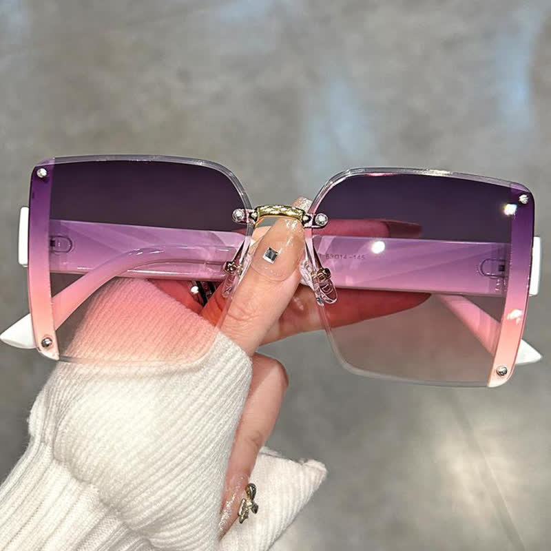 Spykay™ SG60835 Square Frame Oversized Rimless Sunglasses