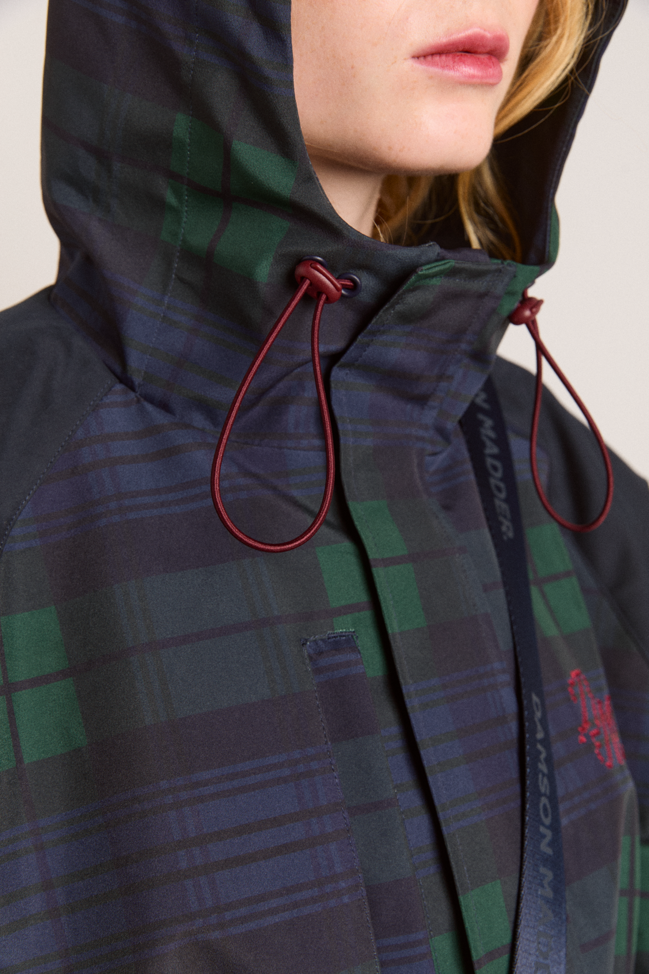 Green and Blue Plaid Hooded Jacket