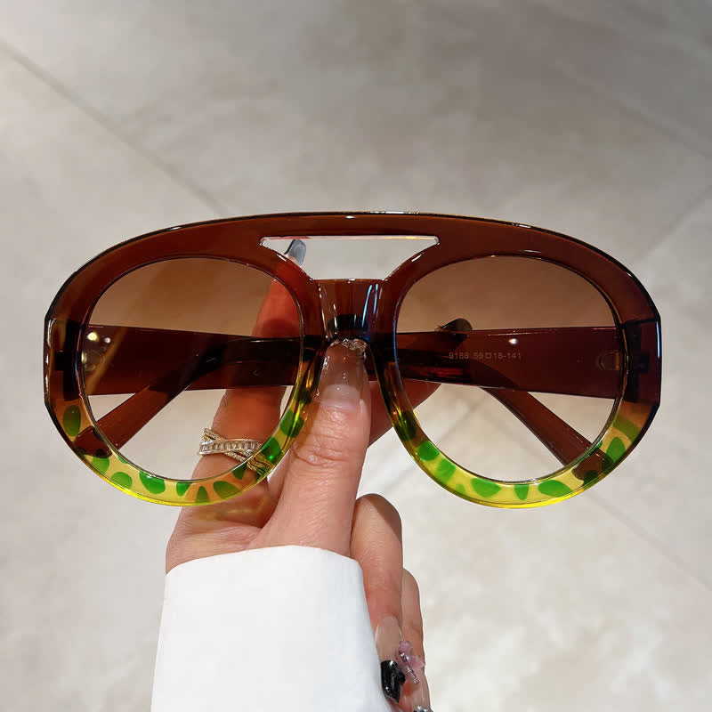 Spykay™ SG60741 Round Frame Double Bridges Oversized Aviator Sunglasses