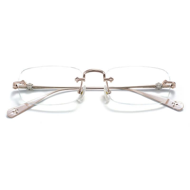 Spykay™ EG26935 Rectangle Titanium Frame Anti-blue Light Rimless Chrome Heart Glasses