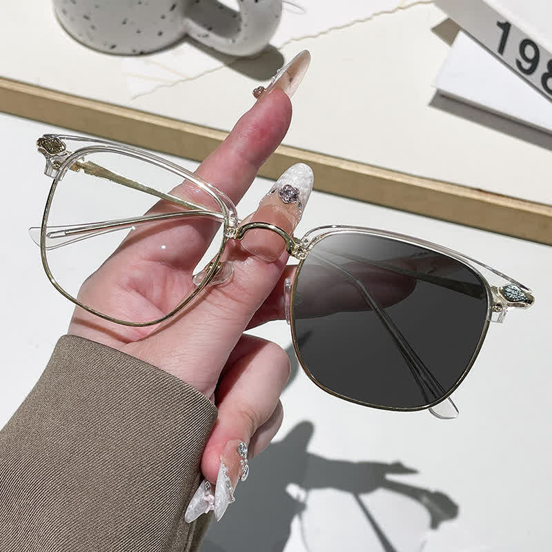 Spykay™ SG60994 Unisex Retro Square Frame Anti-blue Light Browline Photochromic Sunglasses