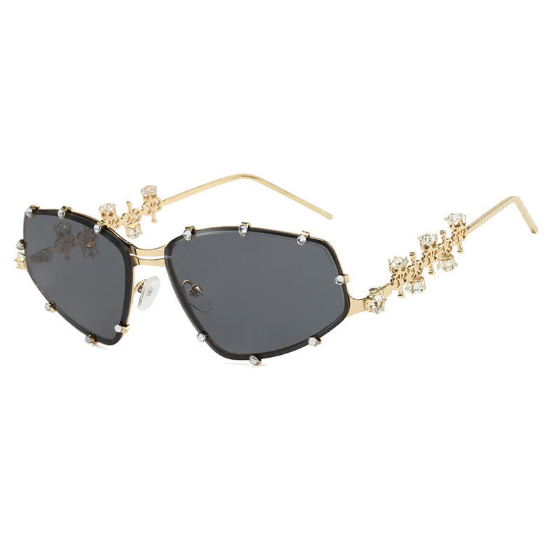 Spykay™ SG60830 Rhinestone Decor Geometric Frame Hipster Y2K Sunglasses