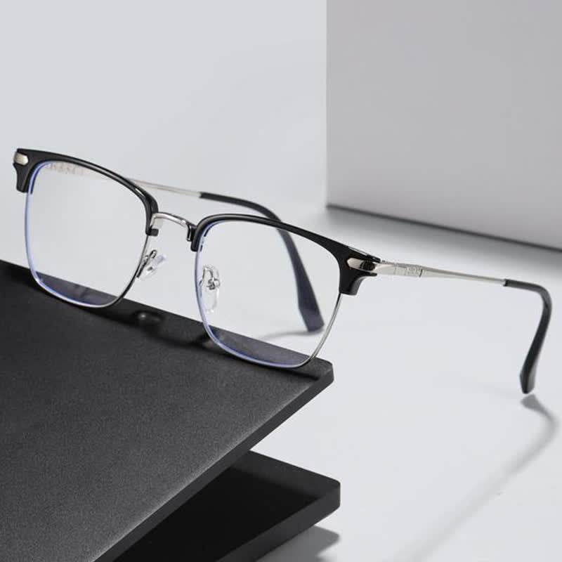 Spykay™ EG26833 Semi-Rimless Retro Square Frame Anti-blue Light Browline Glasses