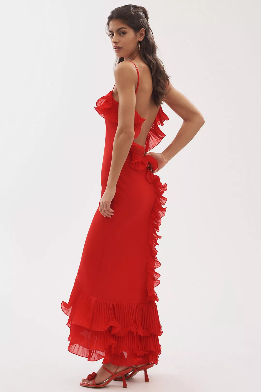 Ruffle Spaghetti Strap Maxi Dress