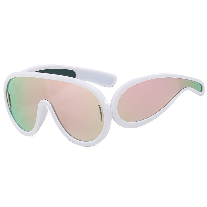 Spykay™ SG61002 Steampunk One-piece Frame Oversized Mirrored Sunglasses