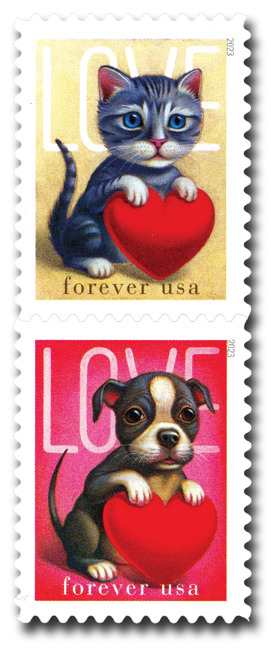 (2023) USPS Cat and Dog Love Forever Stamps