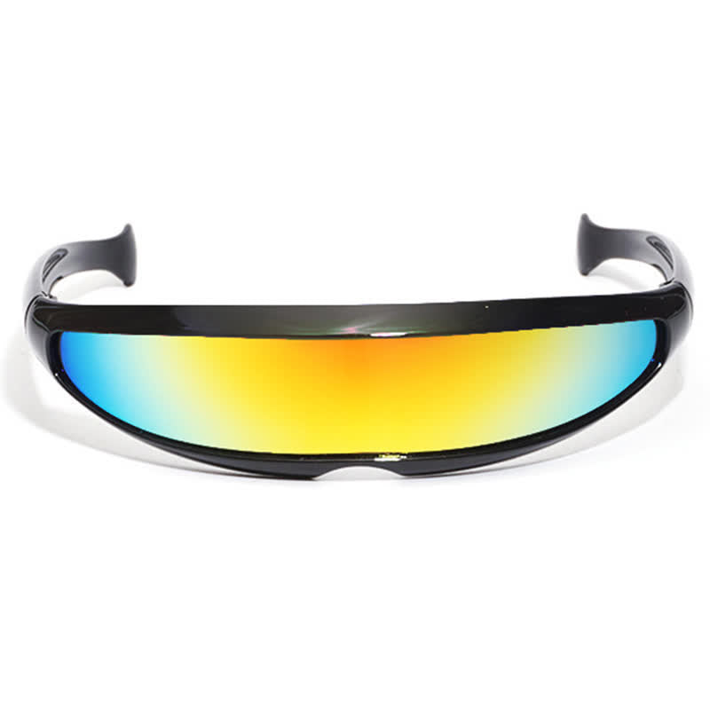Spykay™ SG61011 One-piece Color Mirror Lens Monolens Cyclops Robotic Futuristic Narrow Y2K Punk Sunglasses