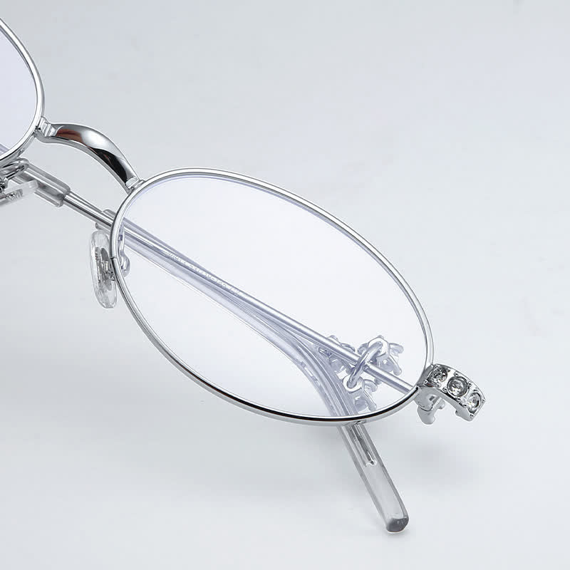 Spykay™ EG26693 Retro Oval Frame Rhinestone Temples Anti-blue Light Glasses