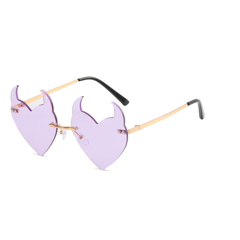 Spykay™ SG60991 Halloween Rimless Devil Horns Heart Sunglasses for Women Men