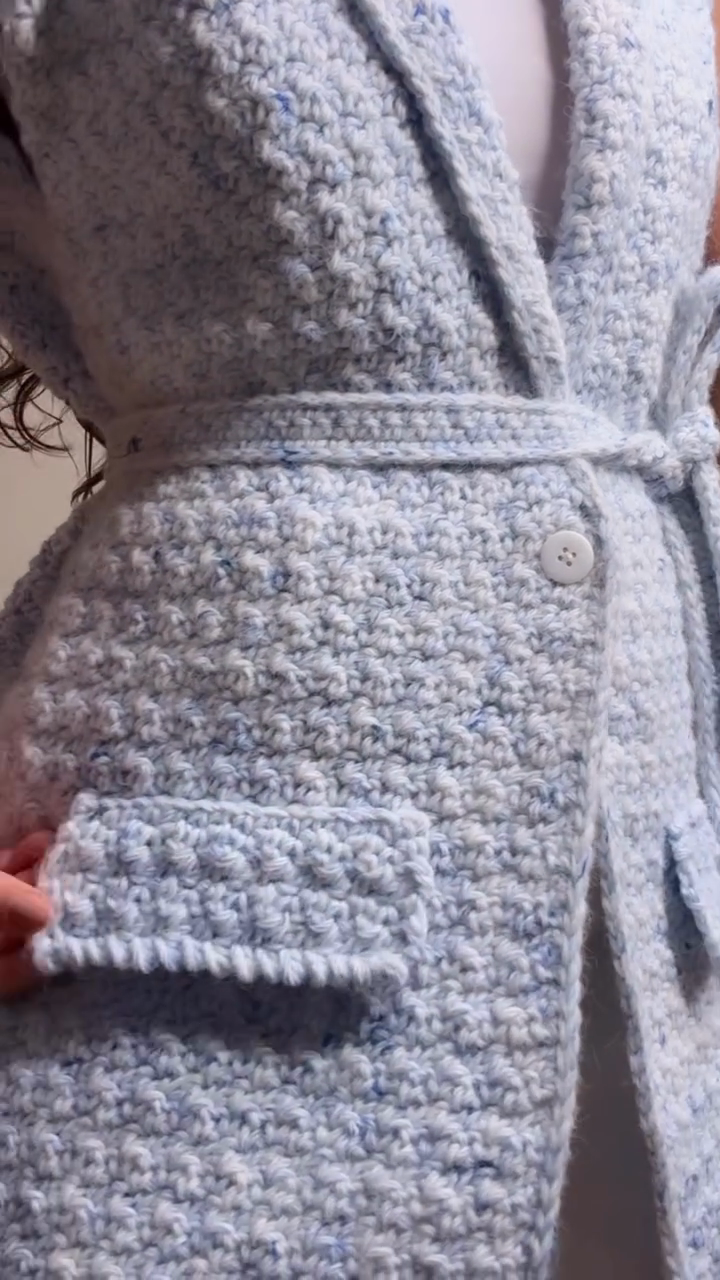 Light Blue Tweed Sleeveless Blazer Vest