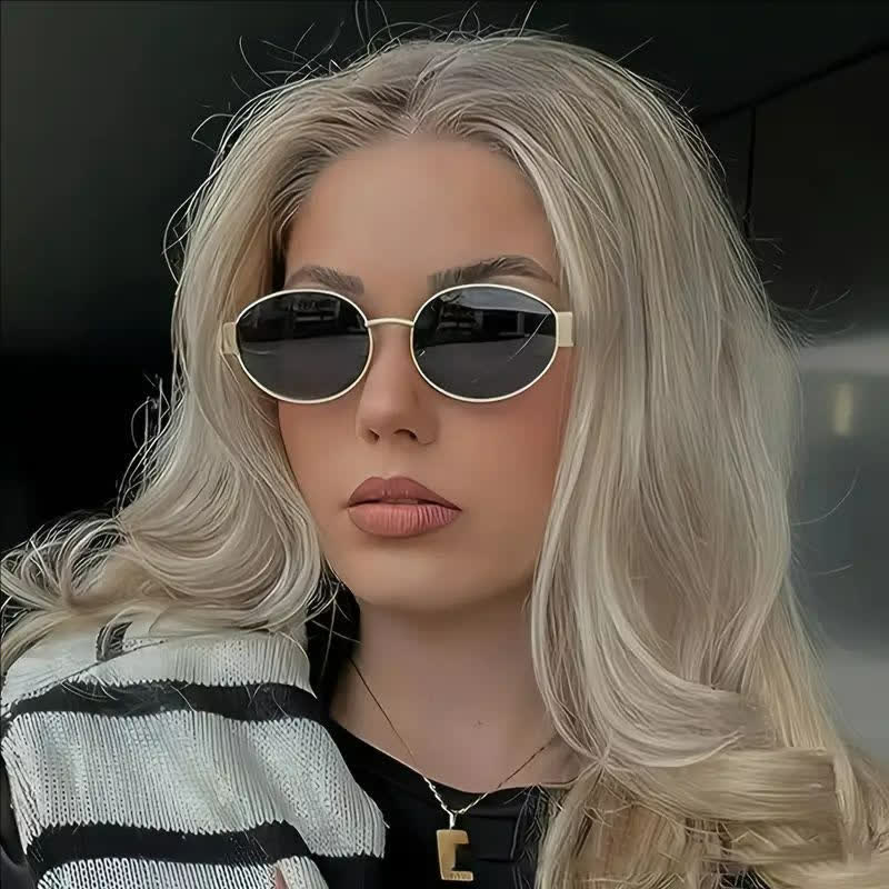 Spykay™ SG60707 Oval Frames Metal Temples Retro-Vinatge Sunglasses