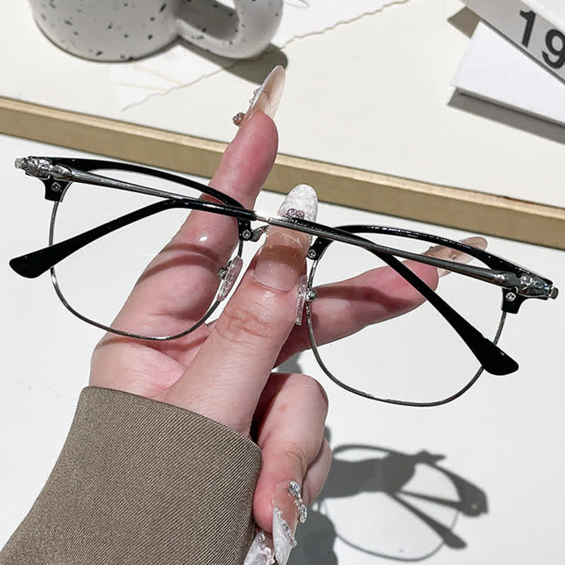 Spykay™ SG60994 Unisex Retro Square Frame Anti-blue Light Browline Photochromic Sunglasses