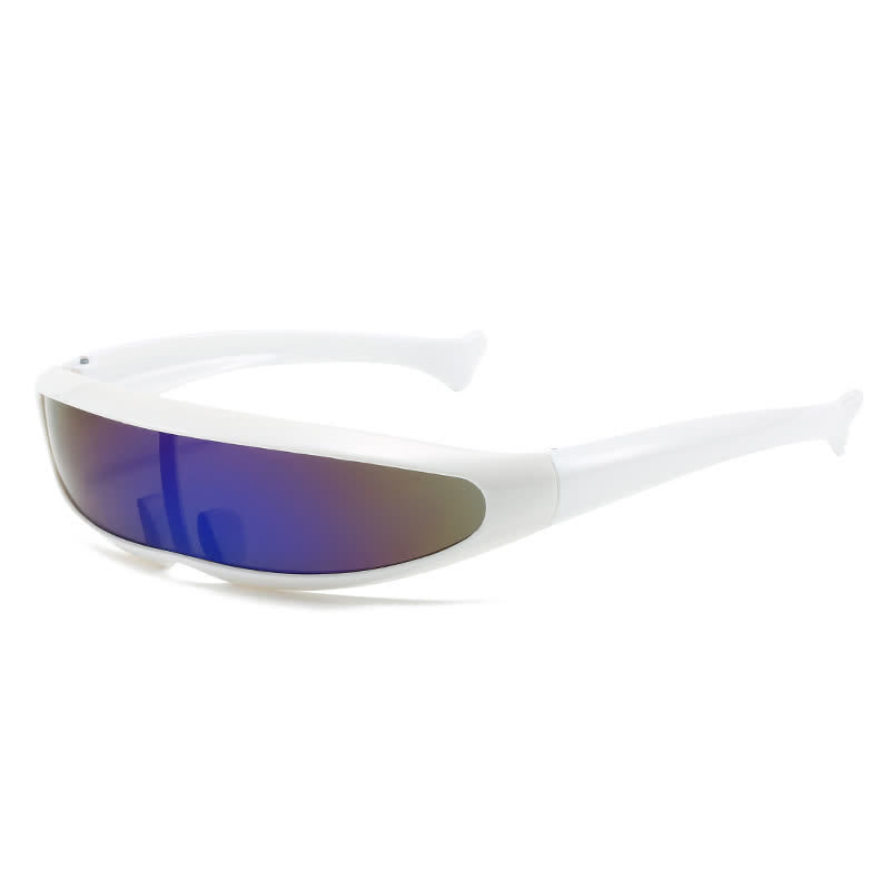Spykay™ SG61011 One-piece Color Mirror Lens Monolens Cyclops Robotic Futuristic Narrow Y2K Punk Sunglasses