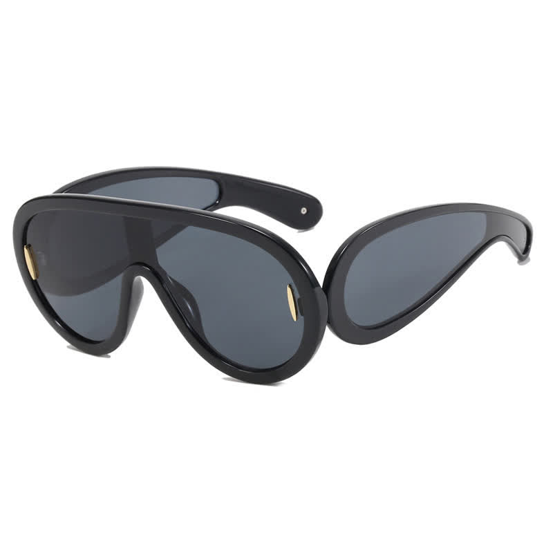 Spykay™ SG61002 Steampunk One-piece Frame Oversized Mirrored Sunglasses