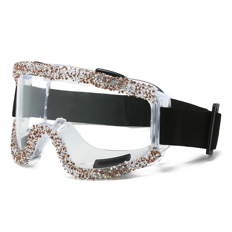 Spykay™ SG61047 Full Rhinestone Decor Unisex Windproof Motorcycle Goggle, Ski Goggles For Outdoor Activities