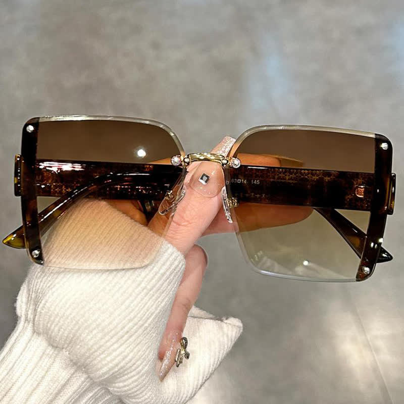 Spykay™ SG60835 Square Frame Oversized Rimless Sunglasses