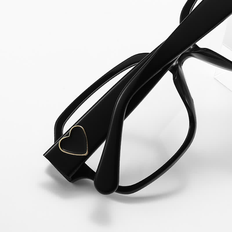 Spykay™ EG26858 Square Frame Heart Temples Anti-blue Light Simple Glasses with Nylon Lenses