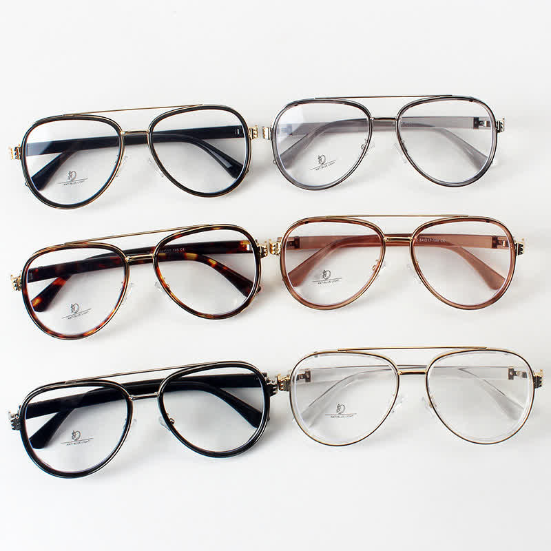 Spykay™ EG26816 Fashion Double Bridges Anti-blue Light Oversized Aviator Glasses