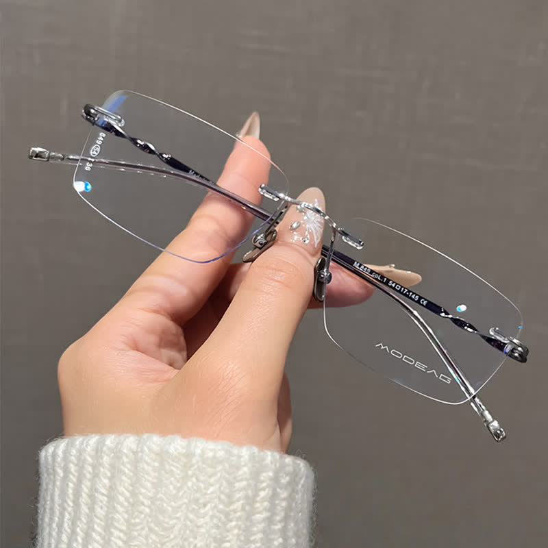 Spykay™ EG26863 Rectangle Titanium Frame Anti-blue Light Hipster Rimless Lightweight Glasses